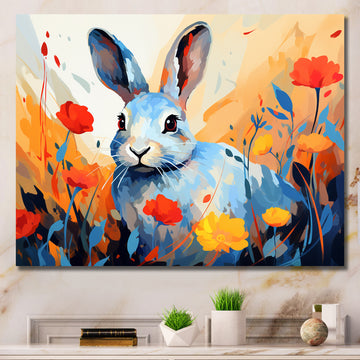 Blue Rabbit flower meadows - Blue Rabbit Wall Art